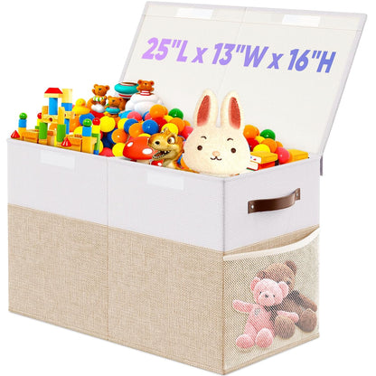 Large Toy Box, Collapsible Storage Bins with Lids, Toy Storage Organizer Toddler Bin Boxes for Kids, Boys, Girls, Toys Chest Storage Basket for Nursery, Living Room, Playroom, Bedroom, Gray