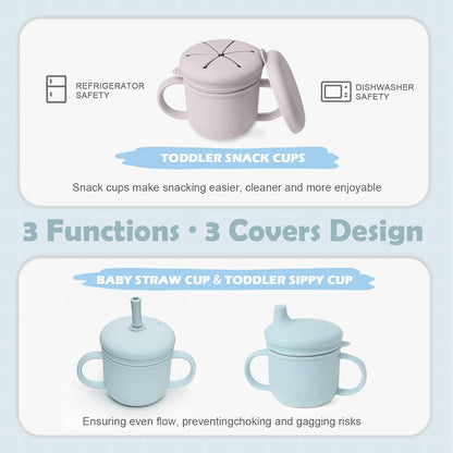 2 Pack Stainless Steel Toddler Snack Cups No Spill, 10oz BPA-Free Detachable Snack Cups with Silicone Lids, Reusable Multifunctional Snack Containers for Toddler and Baby