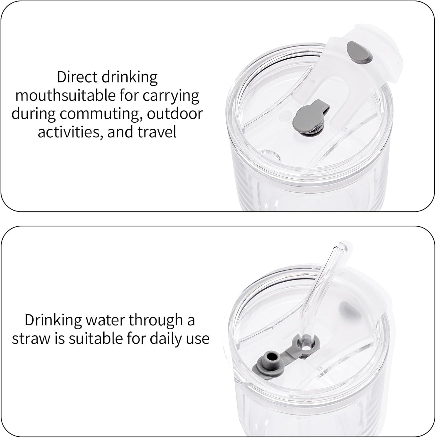 15oz Glass Iced Coffee Cup With Lid And Straw, Reusable Transparent Travel Water Cup, Suitable For Home, Office, And Outdoor Use