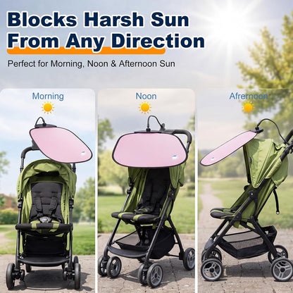 Clip-on Stroller Sun Shade, 24.4'' x 14.2'' with Adjustable Universal Clamp Blocks Light, Glare, Disturbances Clip on Side Panel Shade UV Protection for Strollers, Pet Strollers, Car Windows