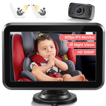 Baby Car Camera, 4.3'' 1080P Night Vision Car Baby Mirror with Camera 5 Mins Easy Installation Crystal Clear Wide View for Rear Facing Seat ACZ407