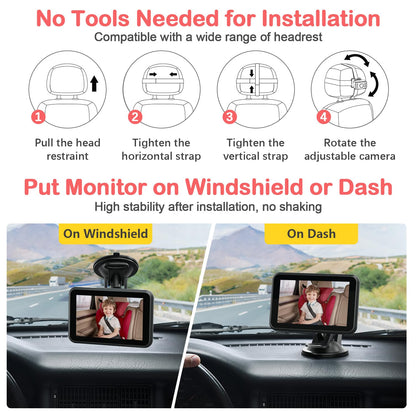 Baby Car Camera, 4.3'' 1080P Night Vision Car Baby Mirror with Camera 5 Mins Easy Installation Crystal Clear Wide View for Rear Facing Seat ACZ407