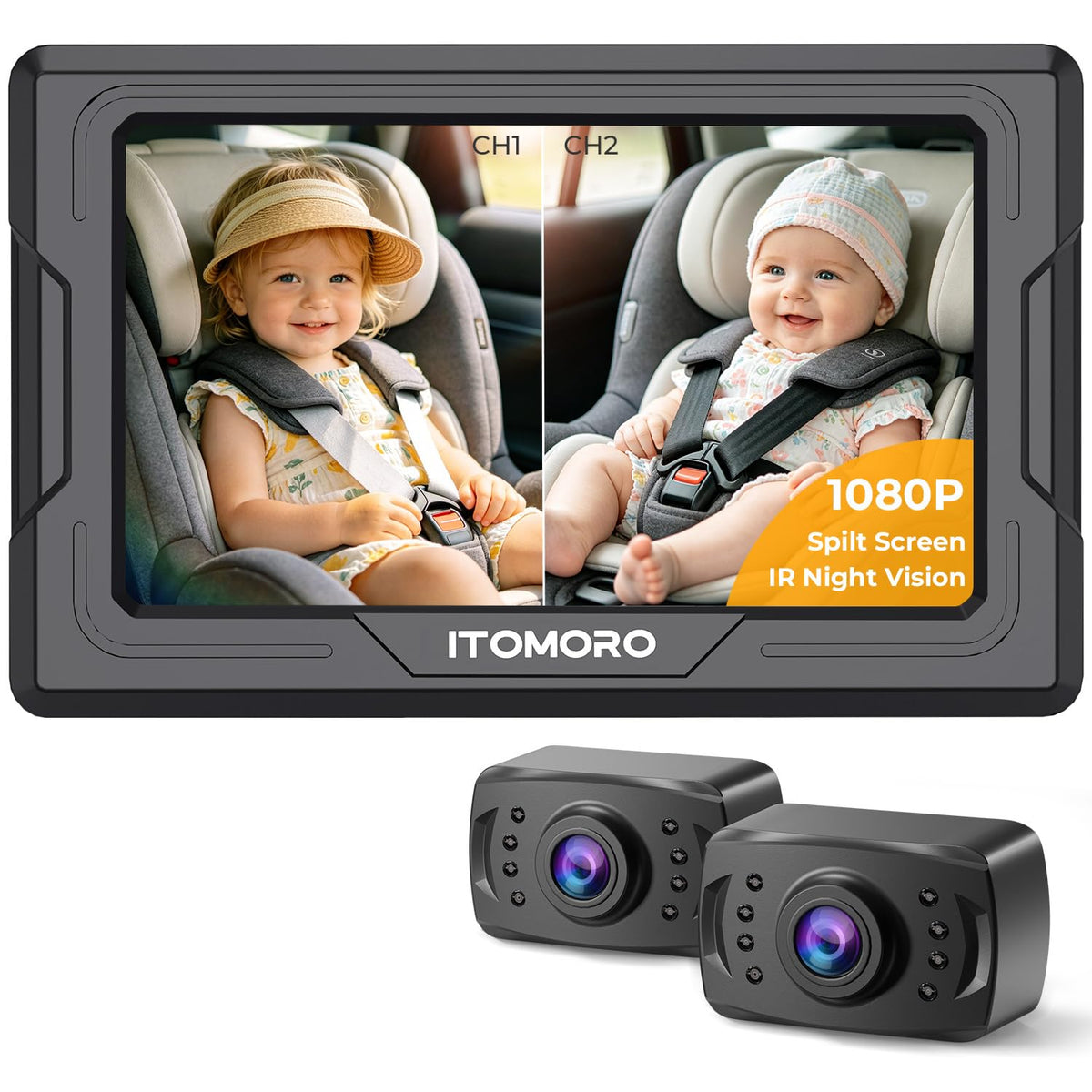 Baby Car Camera, 4.3'' 1080P Night Vision Car Baby Mirror with Camera 5 Mins Easy Installation Crystal Clear Wide View for Rear Facing Seat ACZ407
