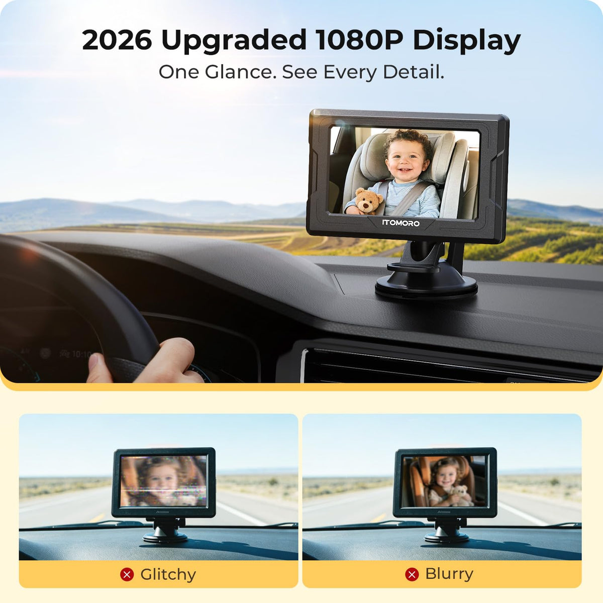 Baby Car Camera, 4.3'' 1080P Night Vision Car Baby Mirror with Camera 5 Mins Easy Installation Crystal Clear Wide View for Rear Facing Seat ACZ407