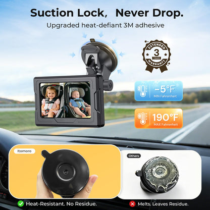 Baby Car Camera, 4.3'' 1080P Night Vision Car Baby Mirror with Camera 5 Mins Easy Installation Crystal Clear Wide View for Rear Facing Seat ACZ407