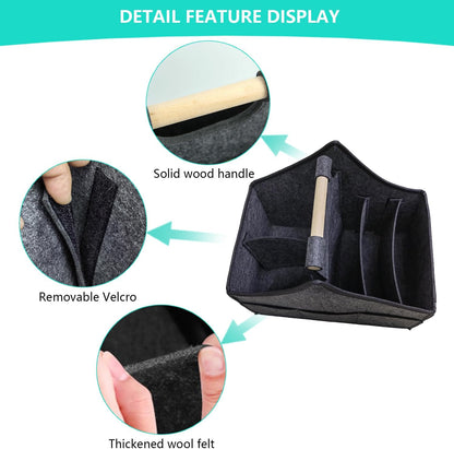 Baby Diaper Caddy Organizer,car felt caddy, baby product storage basket, solid wood handle, detachable partition storage basket for daycare,Best Gift Basket for Babies (black)