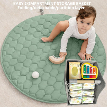 Baby Diaper Caddy Organizer,car felt caddy, baby product storage basket, solid wood handle, detachable partition storage basket for daycare,Best Gift Basket for Babies (black)