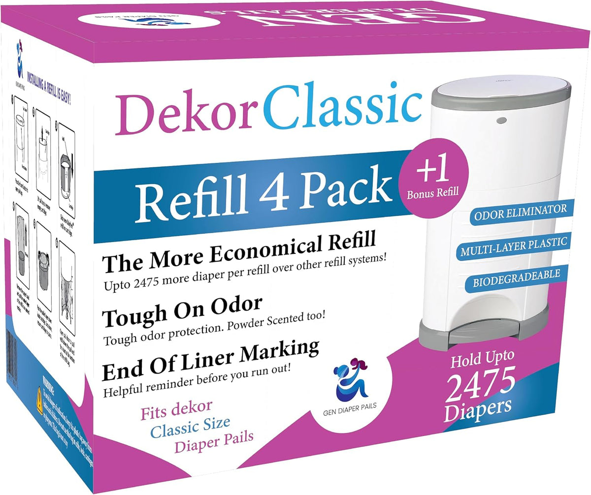 Diaper Pail Refills Compatible with Dekor CLASSIC, 5 Pack