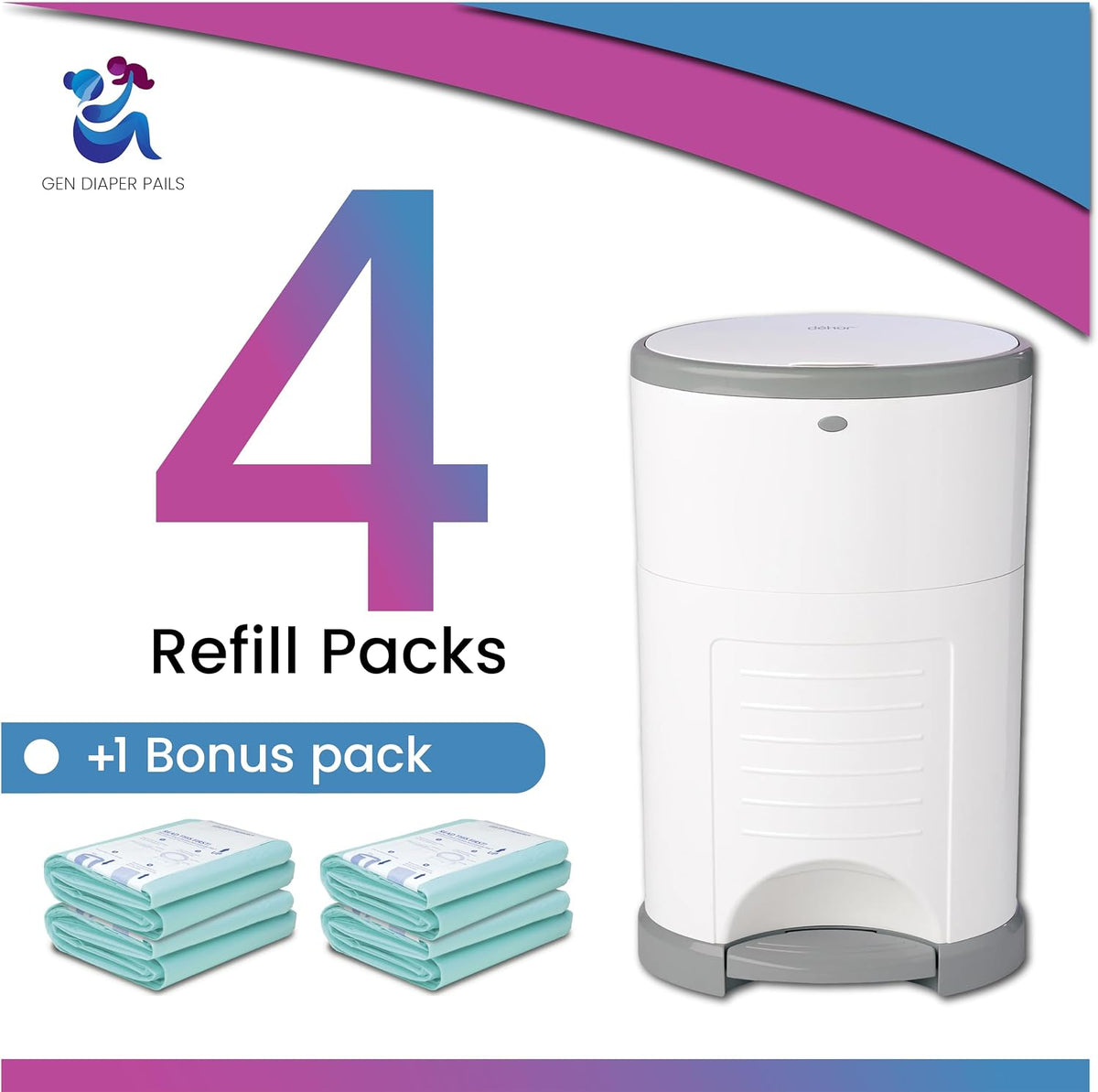 Diaper Pail Refills Compatible with Dekor CLASSIC, 5 Pack