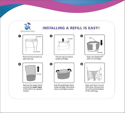Diaper Pail Refills Compatible with Dekor CLASSIC, 5 Pack