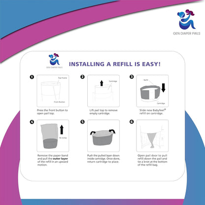Diaper Pail Refills Compatible with Dekor CLASSIC, 5 Pack