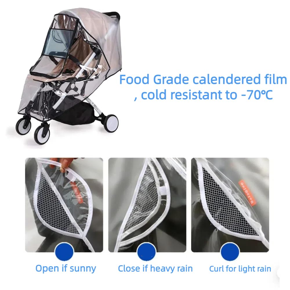Stroller Rain Cover, Bassinet Rain Cover, Winter Stroller Cover, Universal Baby Travel Weather Shield, Breathable, Windproof, Snowproof