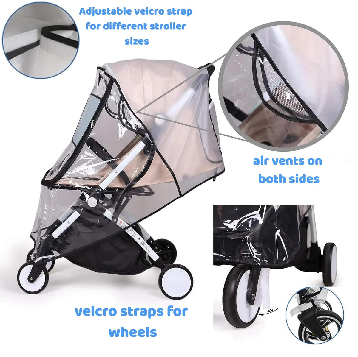 Stroller Rain Cover, Bassinet Rain Cover, Winter Stroller Cover, Universal Baby Travel Weather Shield, Breathable, Windproof, Snowproof