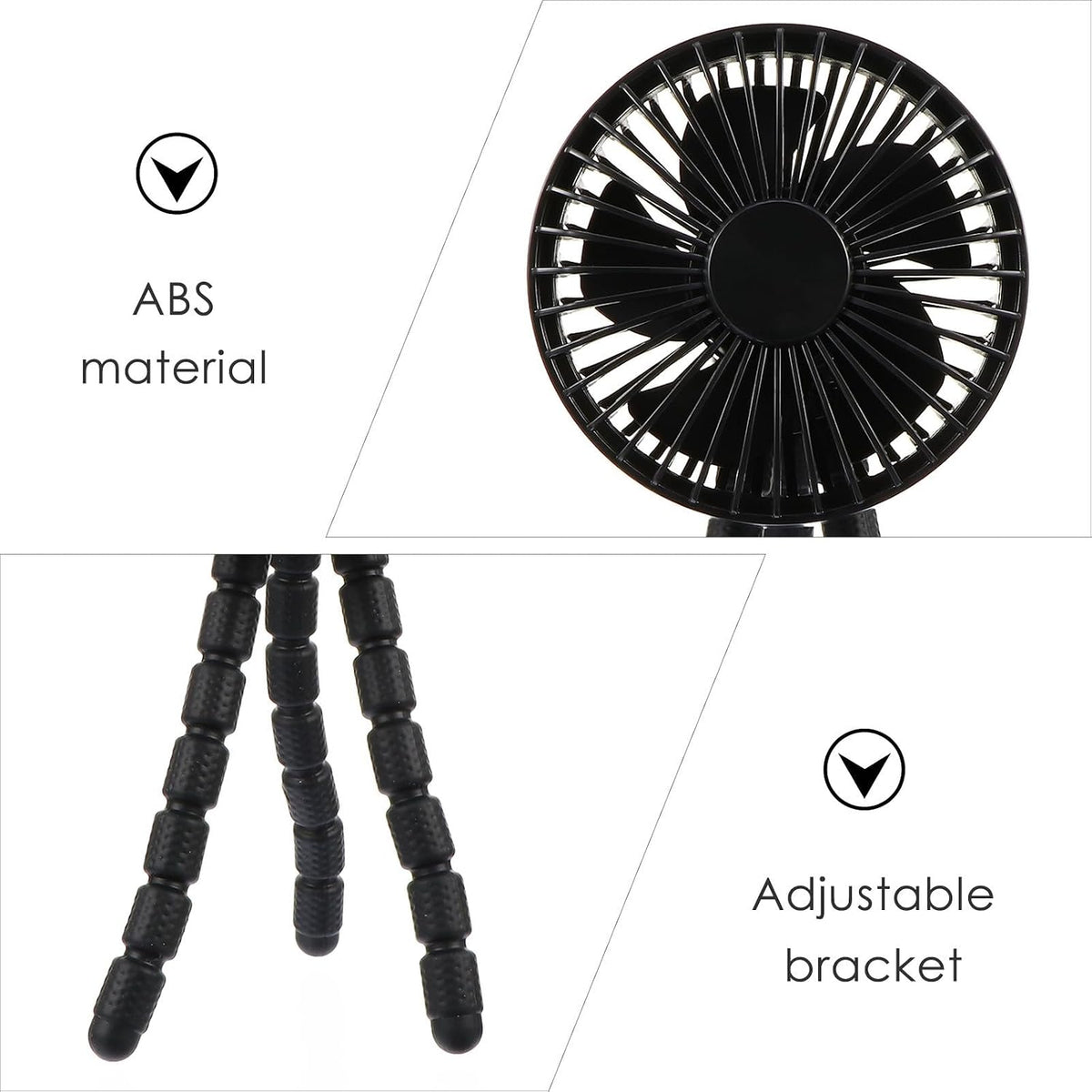 Mute Clip on Fan with Three Gear Wind Adjustment for Stroller