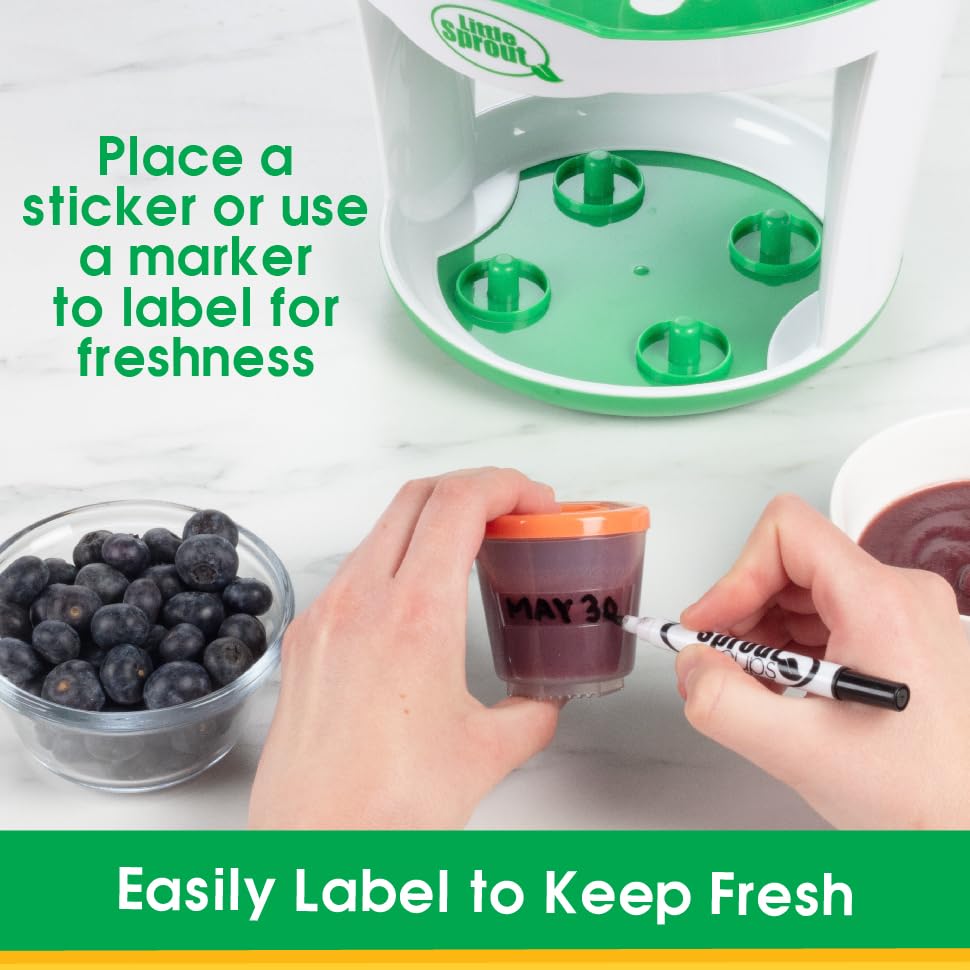 Baby Food Storage Containers (12 Pack) - 2oz Reusable, Stackable, Leakproof Plastic Jars with Tray & Dry-Erase Marker - Freezer, Microwave & Dishwasher Safe - BPA/PVC Free - Orange