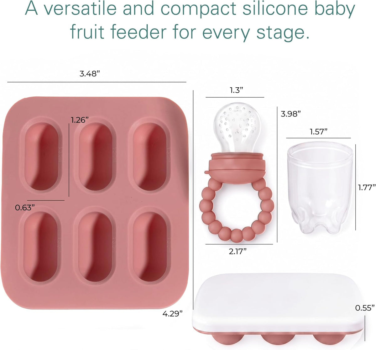 Silicone Baby Fruit Feeders with Freezer Tray for Batch Prep, Set of 2 – Safe & Convenient, Includes Extra Pouches & Travel Lids, Dishwasher Safe