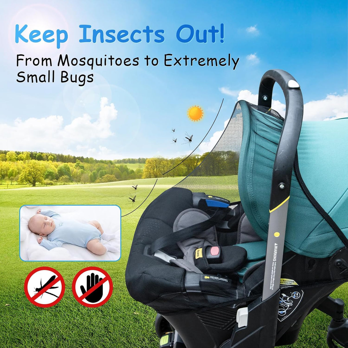 Stroller Sun Shade, Functional Sun Protection Extension Compatible with Doona car seat Stroller & Mosquito Net for Stroller, Compatible with Doona Stroller