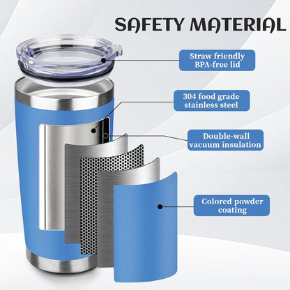 20oz Stainless Steel Travel Coffee Tumbler,Silver | Travel Coffee Mug,Spill-proof Lid,Double Wall,BPA-free Travel Cups,Insulated Cup Fits Car Cupholders