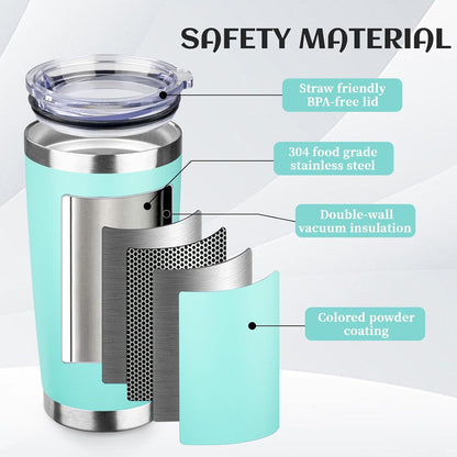 20oz Stainless Steel Travel Coffee Tumbler,Silver | Travel Coffee Mug,Spill-proof Lid,Double Wall,BPA-free Travel Cups,Insulated Cup Fits Car Cupholders