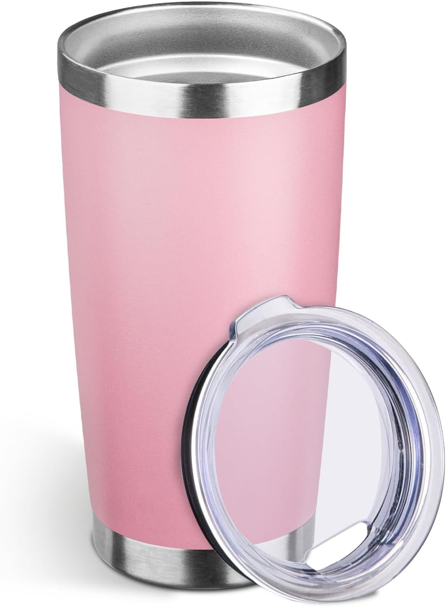 20oz Stainless Steel Travel Coffee Tumbler,Silver | Travel Coffee Mug,Spill-proof Lid,Double Wall,BPA-free Travel Cups,Insulated Cup Fits Car Cupholders