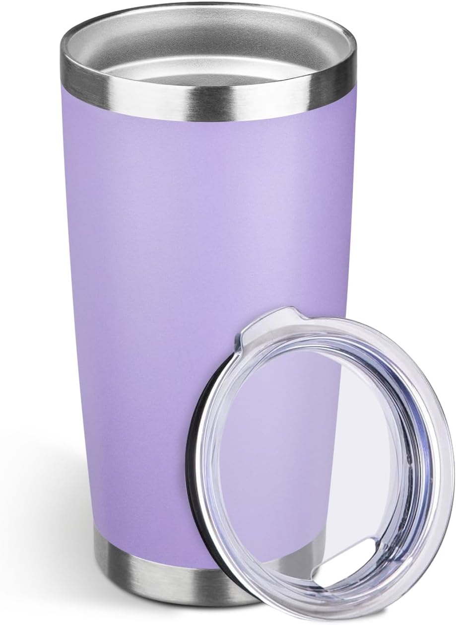 20oz Stainless Steel Travel Coffee Tumbler,Silver | Travel Coffee Mug,Spill-proof Lid,Double Wall,BPA-free Travel Cups,Insulated Cup Fits Car Cupholders