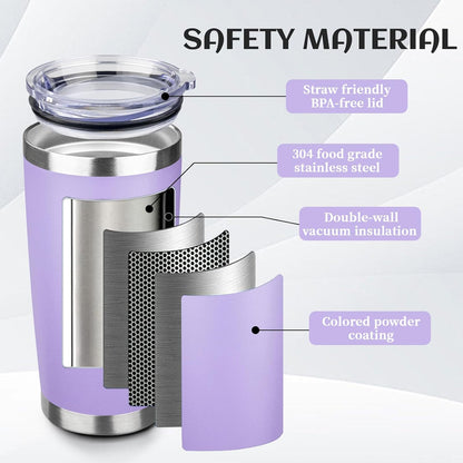 20oz Stainless Steel Travel Coffee Tumbler,Silver | Travel Coffee Mug,Spill-proof Lid,Double Wall,BPA-free Travel Cups,Insulated Cup Fits Car Cupholders