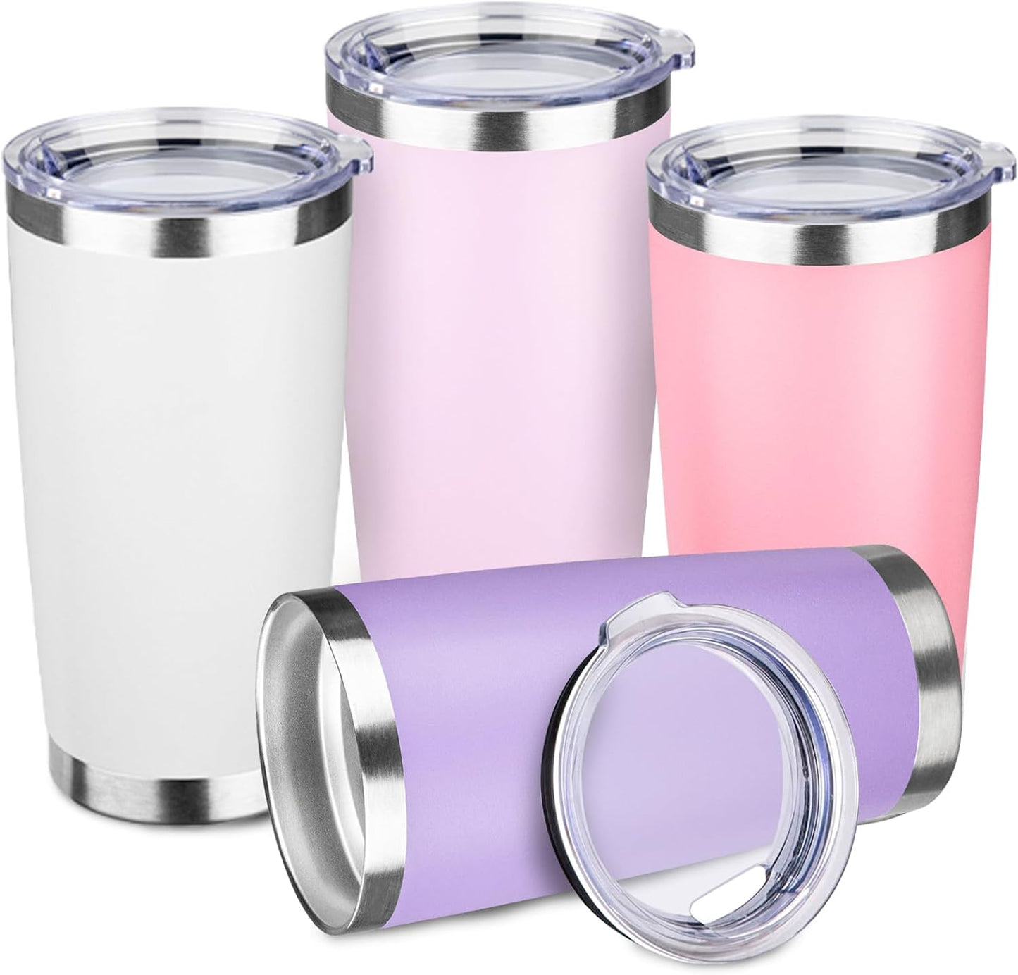 20oz Stainless Steel Travel Coffee Tumbler,Silver | Travel Coffee Mug,Spill-proof Lid,Double Wall,BPA-free Travel Cups,Insulated Cup Fits Car Cupholders