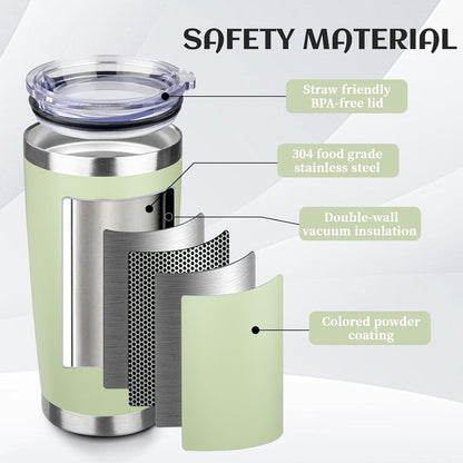 20oz Stainless Steel Travel Coffee Tumbler,Silver | Travel Coffee Mug,Spill-proof Lid,Double Wall,BPA-free Travel Cups,Insulated Cup Fits Car Cupholders