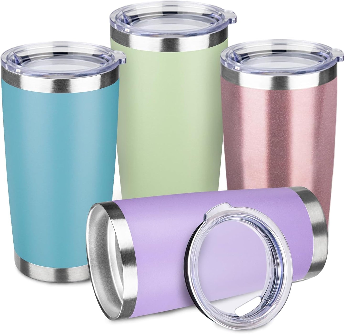 20oz Stainless Steel Travel Coffee Tumbler,Silver | Travel Coffee Mug,Spill-proof Lid,Double Wall,BPA-free Travel Cups,Insulated Cup Fits Car Cupholders