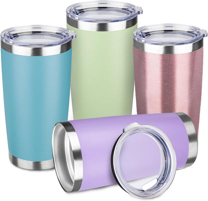 20oz Stainless Steel Travel Coffee Tumbler,Silver | Travel Coffee Mug,Spill-proof Lid,Double Wall,BPA-free Travel Cups,Insulated Cup Fits Car Cupholders