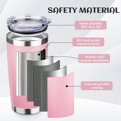 20oz Stainless Steel Travel Coffee Tumbler,Silver | Travel Coffee Mug,Spill-proof Lid,Double Wall,BPA-free Travel Cups,Insulated Cup Fits Car Cupholders