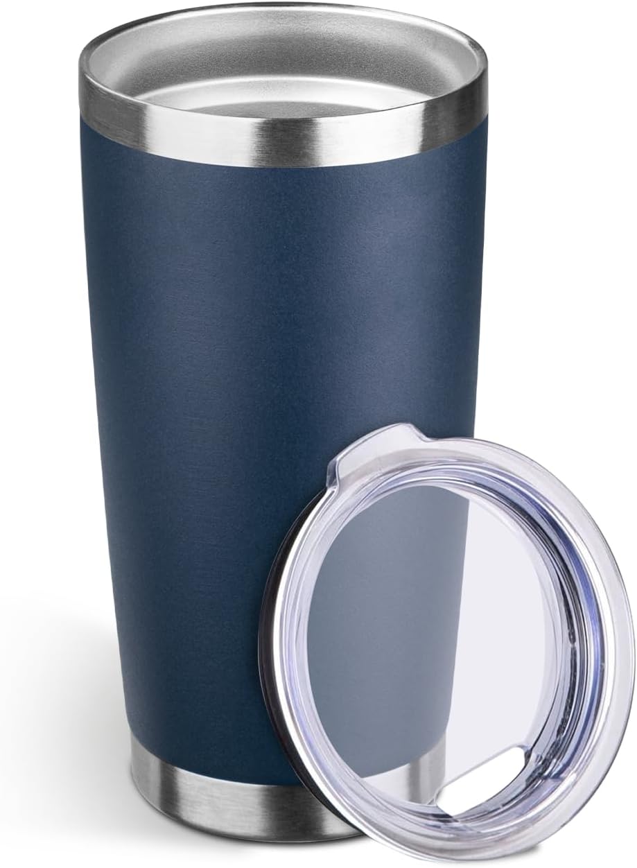 20oz Stainless Steel Travel Coffee Tumbler,Silver | Travel Coffee Mug,Spill-proof Lid,Double Wall,BPA-free Travel Cups,Insulated Cup Fits Car Cupholders