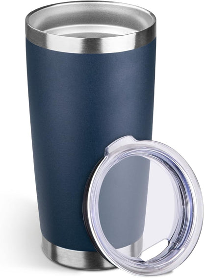 20oz Stainless Steel Travel Coffee Tumbler,Silver | Travel Coffee Mug,Spill-proof Lid,Double Wall,BPA-free Travel Cups,Insulated Cup Fits Car Cupholders
