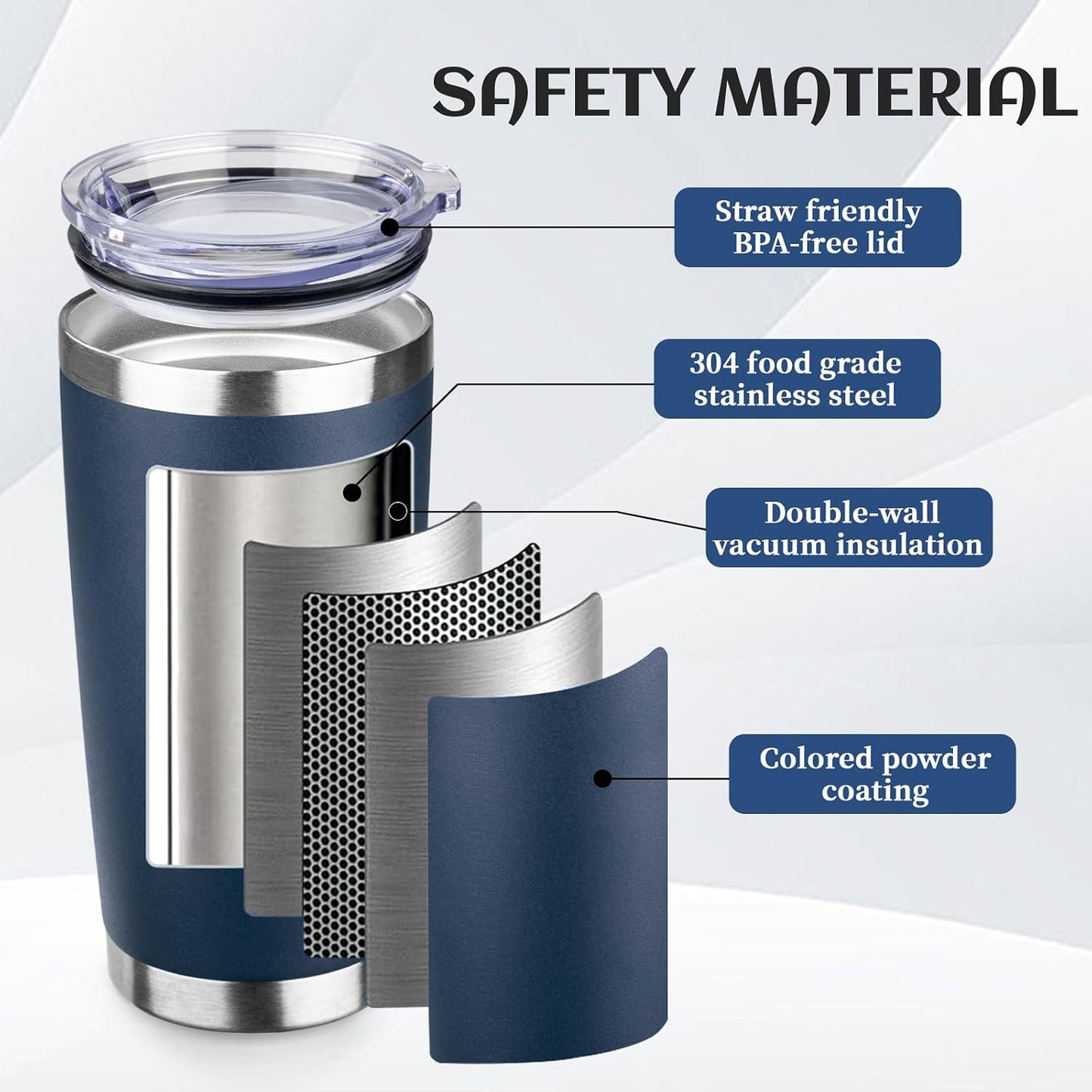 20oz Stainless Steel Travel Coffee Tumbler,Silver | Travel Coffee Mug,Spill-proof Lid,Double Wall,BPA-free Travel Cups,Insulated Cup Fits Car Cupholders