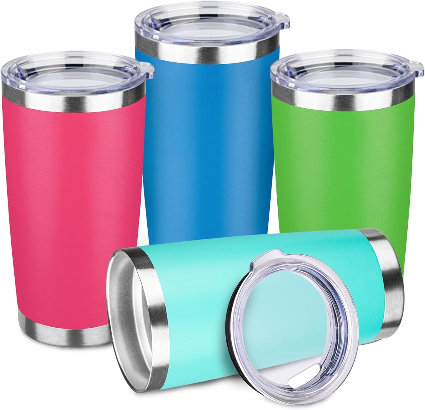 20oz Stainless Steel Travel Coffee Tumbler,Silver | Travel Coffee Mug,Spill-proof Lid,Double Wall,BPA-free Travel Cups,Insulated Cup Fits Car Cupholders