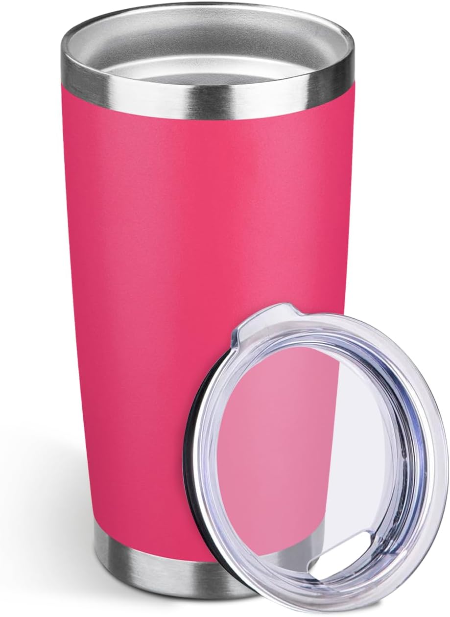 20oz Stainless Steel Travel Coffee Tumbler,Silver | Travel Coffee Mug,Spill-proof Lid,Double Wall,BPA-free Travel Cups,Insulated Cup Fits Car Cupholders