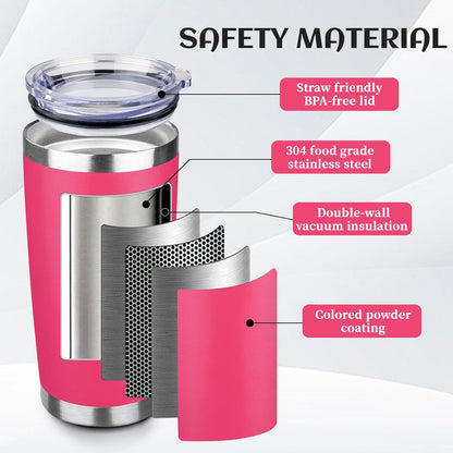 20oz Stainless Steel Travel Coffee Tumbler,Silver | Travel Coffee Mug,Spill-proof Lid,Double Wall,BPA-free Travel Cups,Insulated Cup Fits Car Cupholders