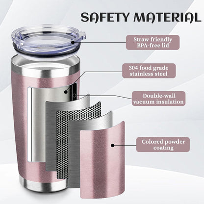 20oz Stainless Steel Travel Coffee Tumbler,Silver | Travel Coffee Mug,Spill-proof Lid,Double Wall,BPA-free Travel Cups,Insulated Cup Fits Car Cupholders