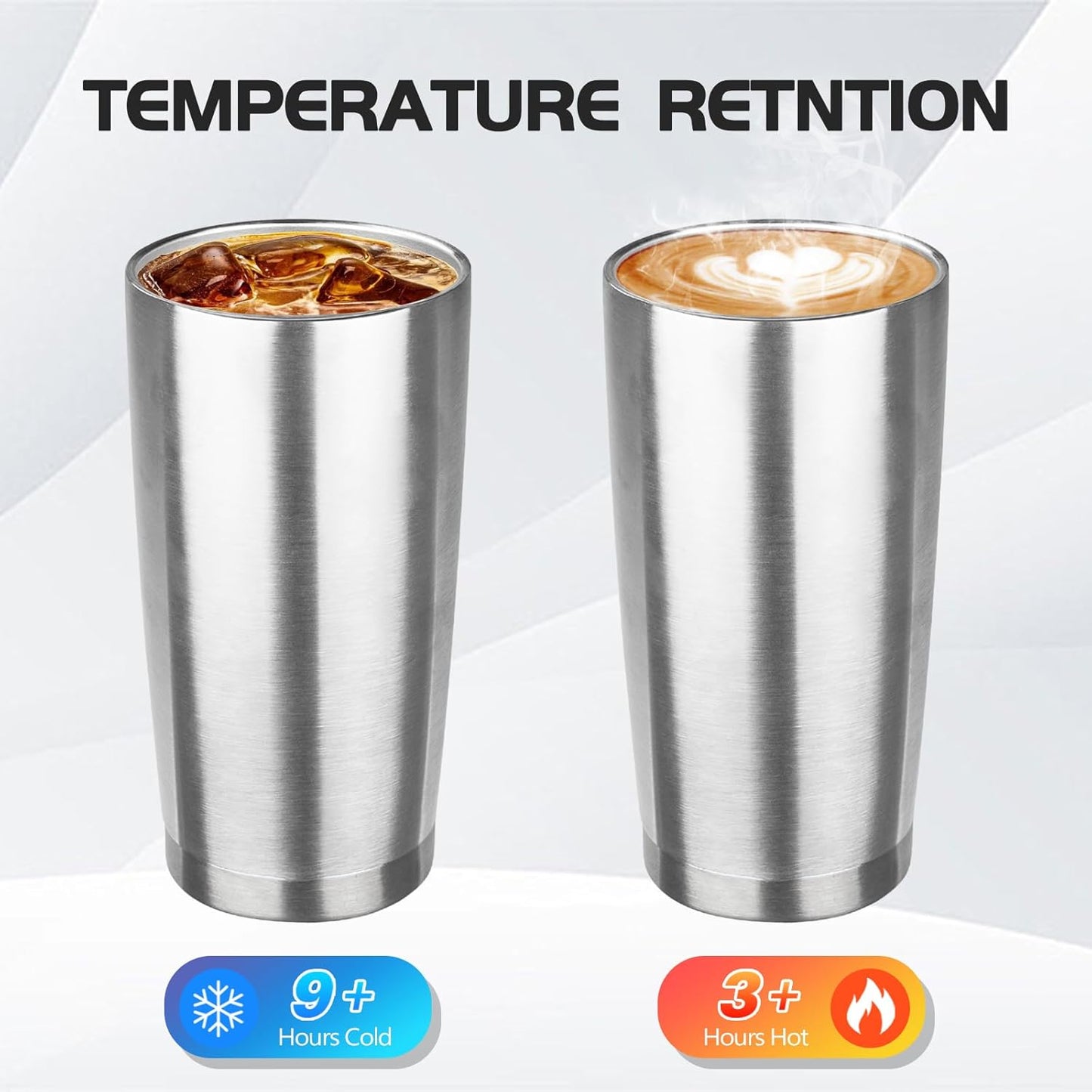 20oz Stainless Steel Travel Coffee Tumbler,Silver | Travel Coffee Mug,Spill-proof Lid,Double Wall,BPA-free Travel Cups,Insulated Cup Fits Car Cupholders