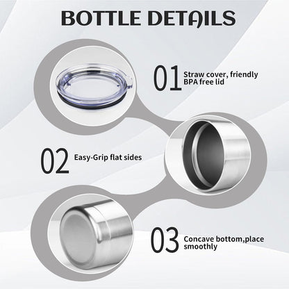 20oz Stainless Steel Travel Coffee Tumbler,Silver | Travel Coffee Mug,Spill-proof Lid,Double Wall,BPA-free Travel Cups,Insulated Cup Fits Car Cupholders