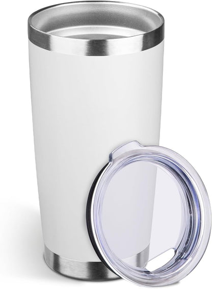 20oz Stainless Steel Travel Coffee Tumbler,Silver | Travel Coffee Mug,Spill-proof Lid,Double Wall,BPA-free Travel Cups,Insulated Cup Fits Car Cupholders