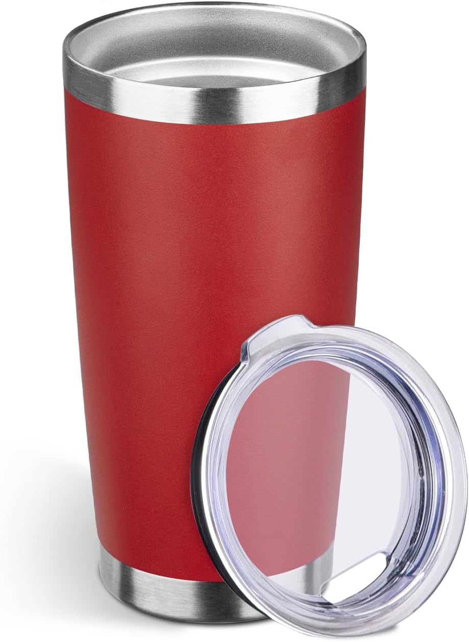 20oz Stainless Steel Travel Coffee Tumbler,Silver | Travel Coffee Mug,Spill-proof Lid,Double Wall,BPA-free Travel Cups,Insulated Cup Fits Car Cupholders
