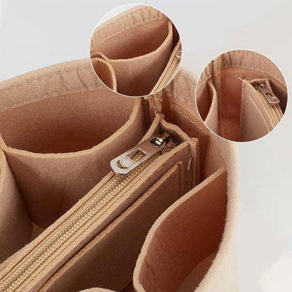 Small Felt Purse Organizer Insert, Handbag Insert Liner for LV Cannes Round Bucket Bag Organizer Barrel Bags Interior Inserts Accessories for Bucket Makeup Bag, 5.11x4.65 In, Beige