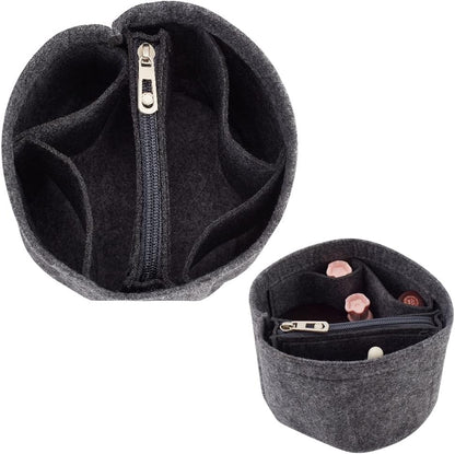 Small Felt Purse Organizer Insert, Handbag Insert Liner for LV Cannes Round Bucket Bag Organizer Barrel Bags Interior Inserts Accessories for Bucket Makeup Bag, 5.11x4.65 In, Beige