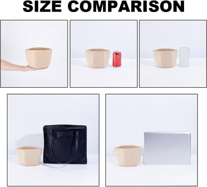 Small Felt Purse Organizer Insert, Handbag Insert Liner for LV Cannes Round Bucket Bag Organizer Barrel Bags Interior Inserts Accessories for Bucket Makeup Bag, 5.11x4.65 In, Beige