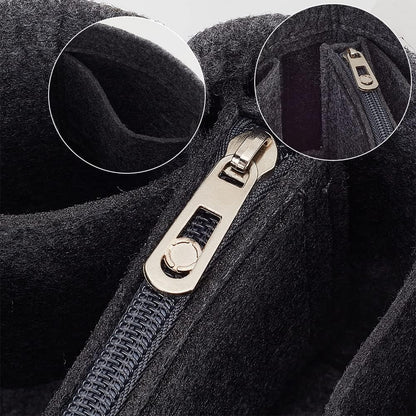 Small Felt Purse Organizer Insert, Handbag Insert Liner for LV Cannes Round Bucket Bag Organizer Barrel Bags Interior Inserts Accessories for Bucket Makeup Bag, 5.11x4.65 In, Beige