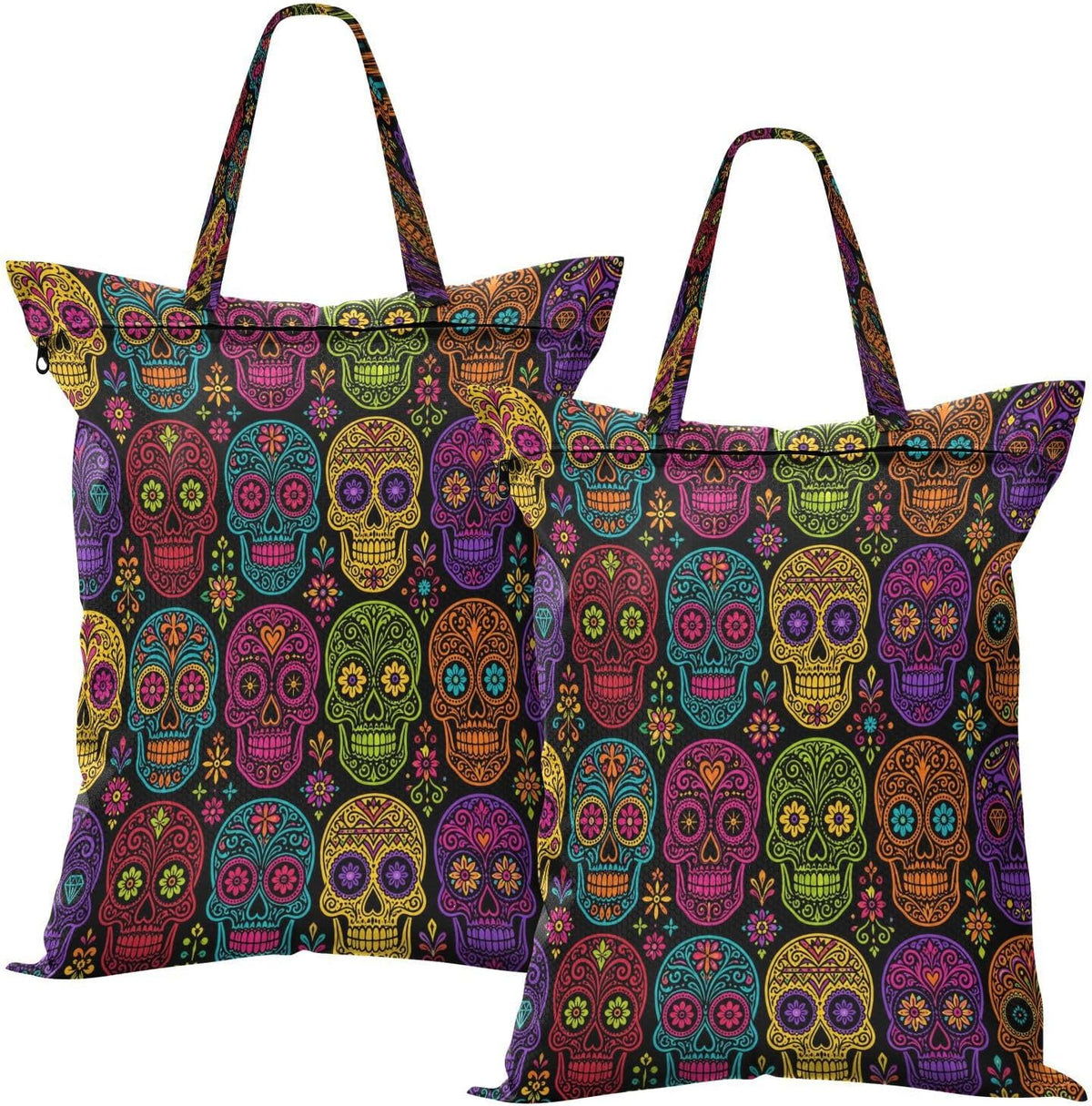 Colorful Skulls Waterproof Travel Laundry Bag Washable 2-Pack
