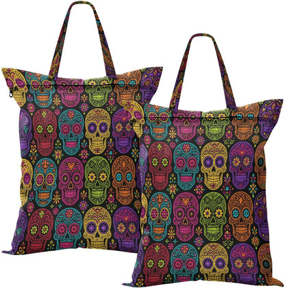 Colorful Skulls Waterproof Travel Laundry Bag Washable 2-Pack