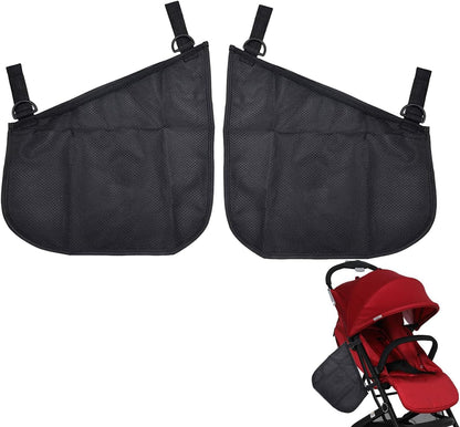 2 Pack Side Sling Cargo Stroller Net, Universal Stroller Organizer Bag,Pink