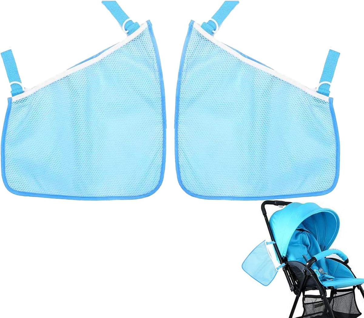 2 Pack Side Sling Cargo Stroller Net, Universal Stroller Organizer Bag,Pink